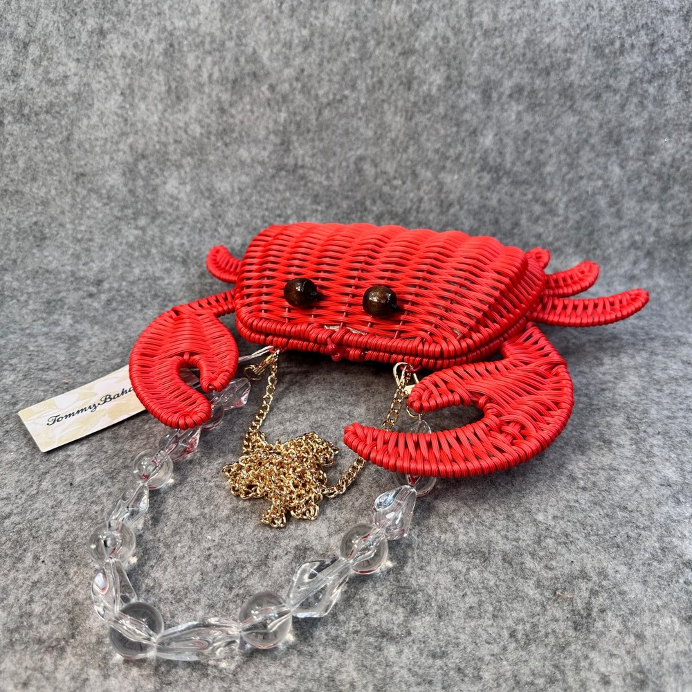 Tommy Bahama Red Wicker Crab Crossbody Bag Beaded Handle Novelty Purse NWT - Picture 13 of 13